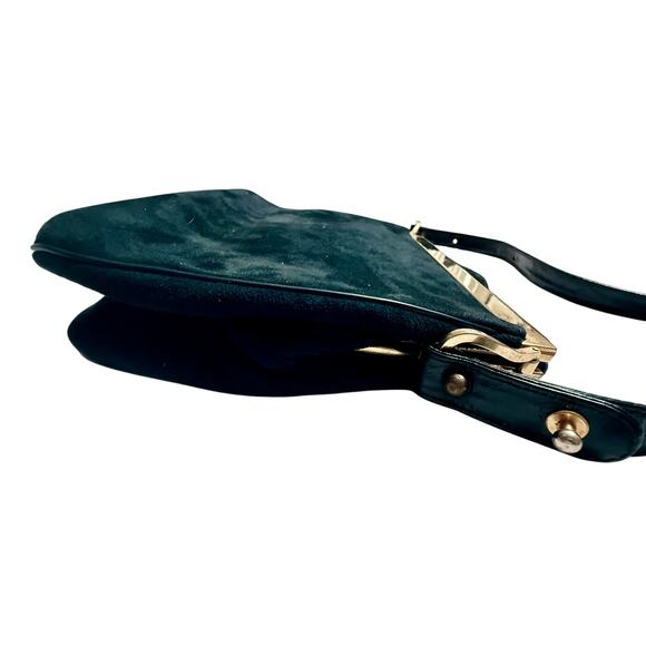 VTG Crouch & Fitzgerald Black Suede Frame Bag & Adjustable Strap – 1950s Classic - Picture 4 of 9